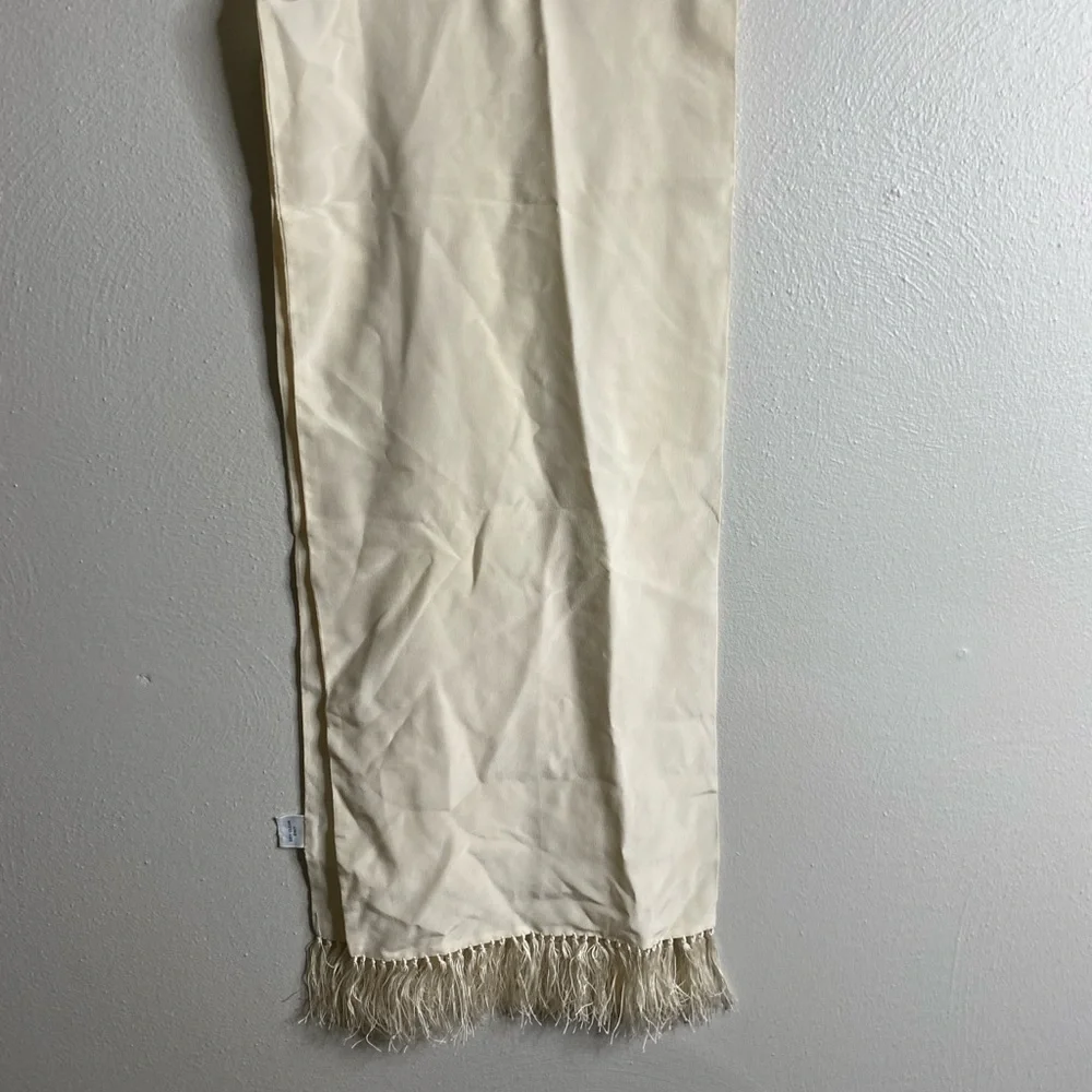 Dior Vintage Cream Fringe 100% Silk Scarf